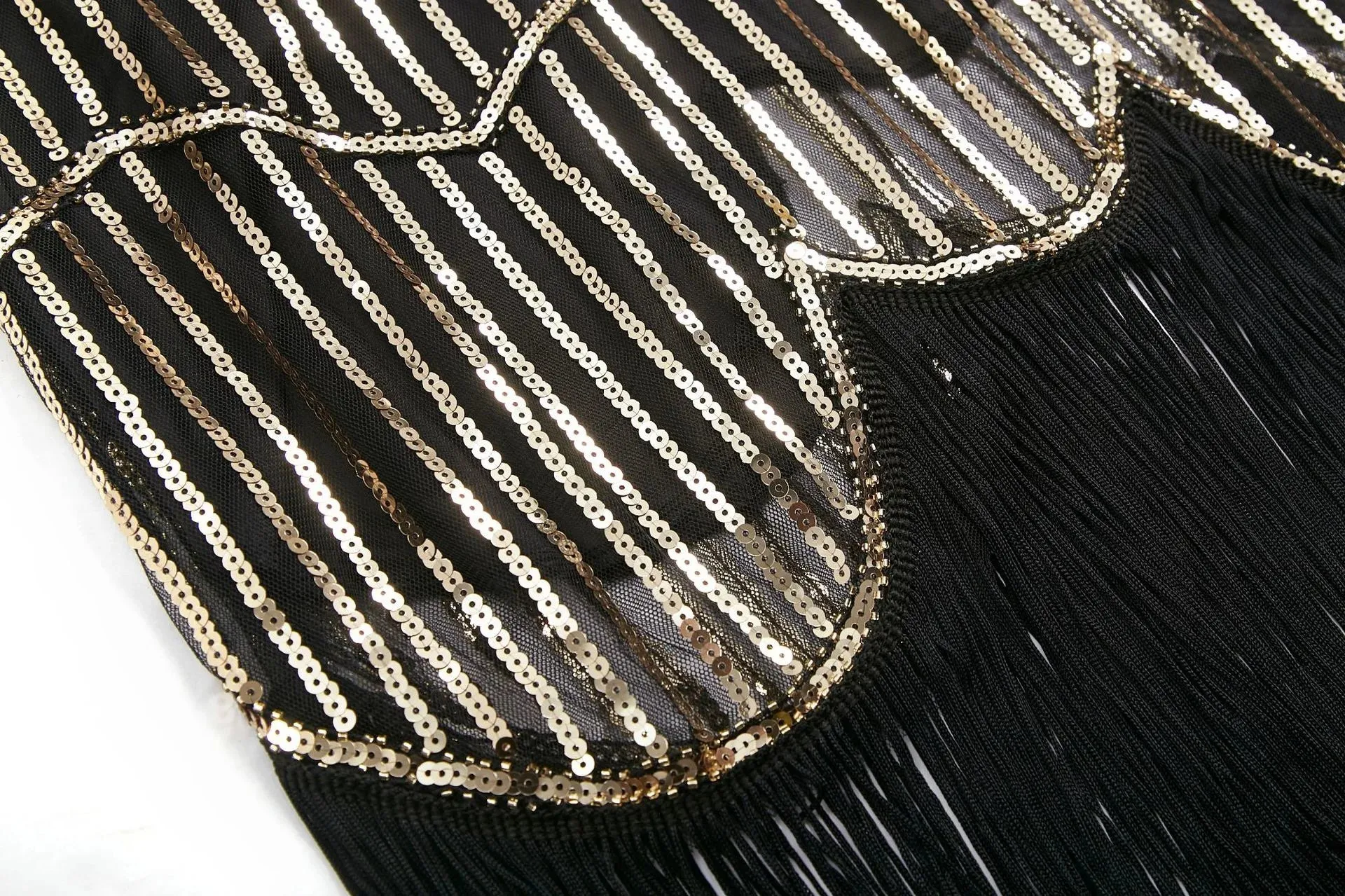 1920s Flapper Dress Great Gatsby Dress Black Sequin Party Dress