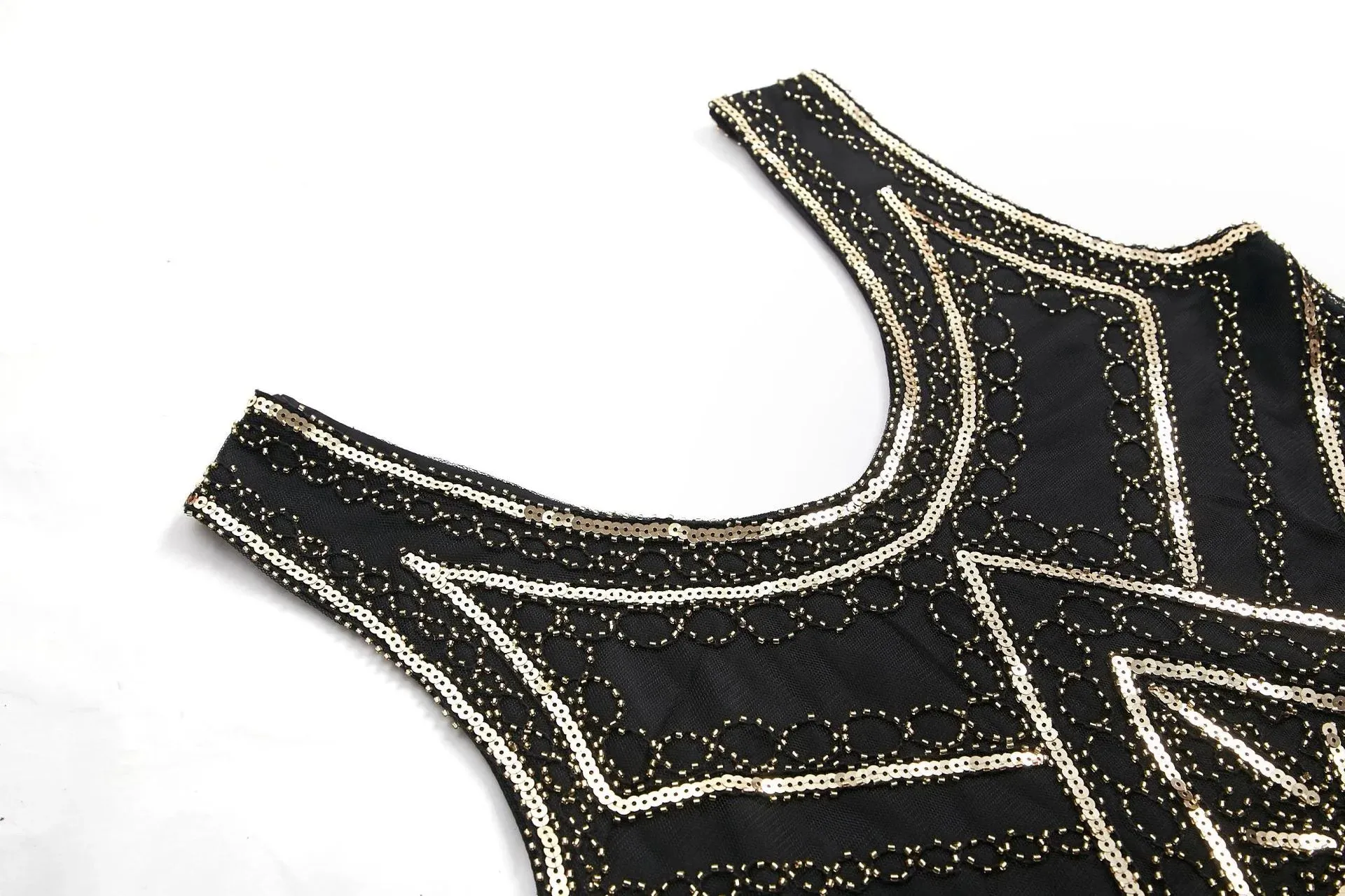 1920s Flapper Dress Great Gatsby Dress Black Sequin Party Dress
