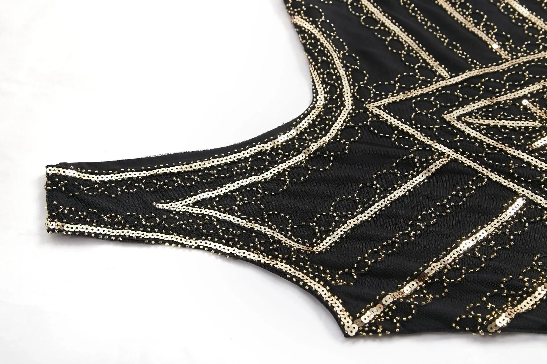 1920s Flapper Dress Great Gatsby Dress Black Sequin Party Dress