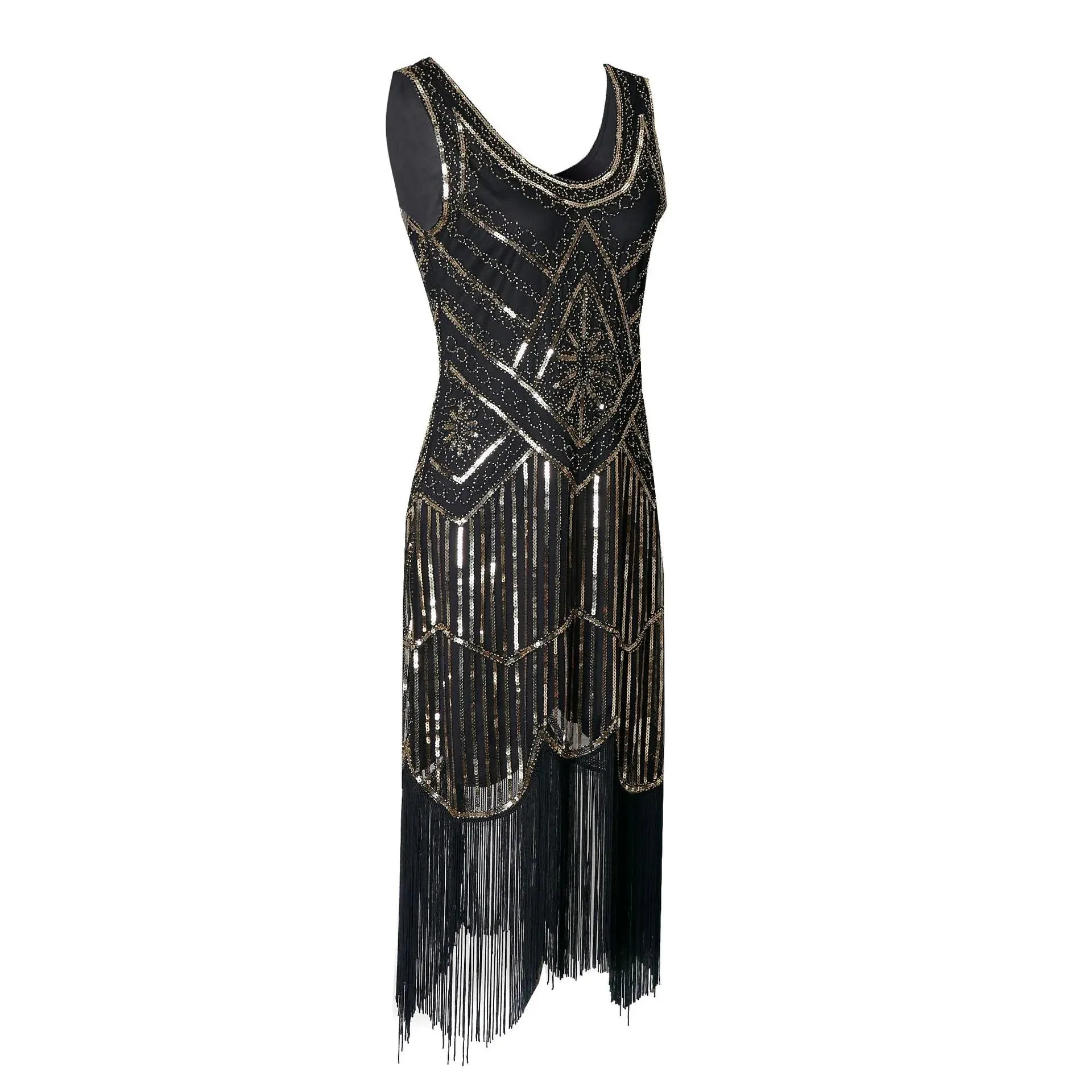 1920s Flapper Dress Great Gatsby Dress Black Sequin Party Dress
