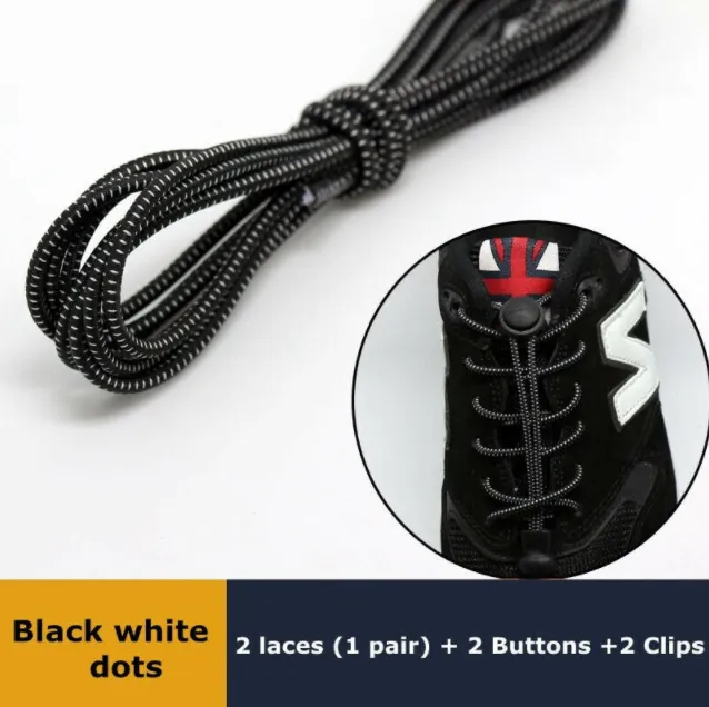 1Pair Locking Shoe Laces Unisex Elastic Round Sneaker Shoelaces