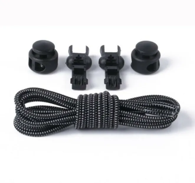 1Pair Locking Shoe Laces Unisex Elastic Round Sneaker Shoelaces