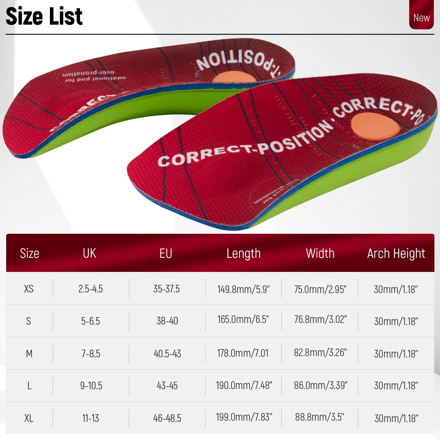 3/4 Orthotics Insoles With Arch Support Cushioning Shoe Inserts for Plantar Fasciitis,Flat Feetfor Men&Women M: 7/8.5-UK