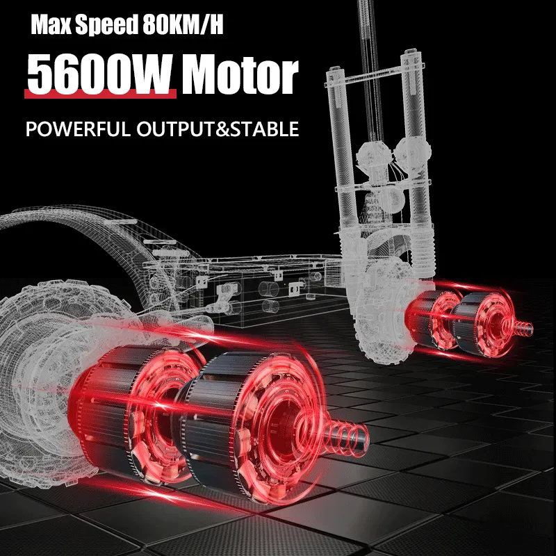80km/h Max Speed Powerful Electric Scooter 5600w Dual Motor E Scooter