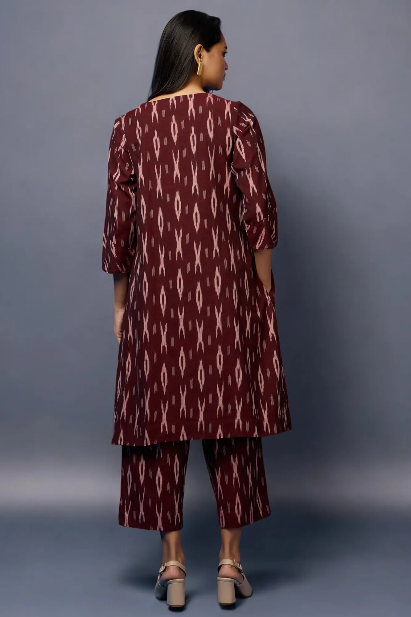 a-line kurta co-ord set - Maroon Muse & Stardust