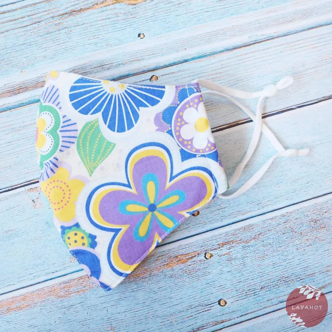 Adjustable Tropical Face Mask • Purple Daisy Pop
