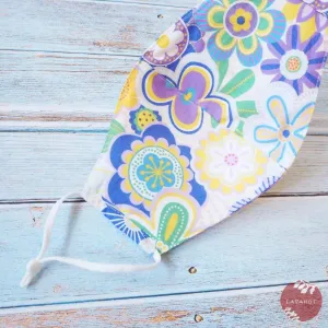 Adjustable Tropical Face Mask • Purple Daisy Pop