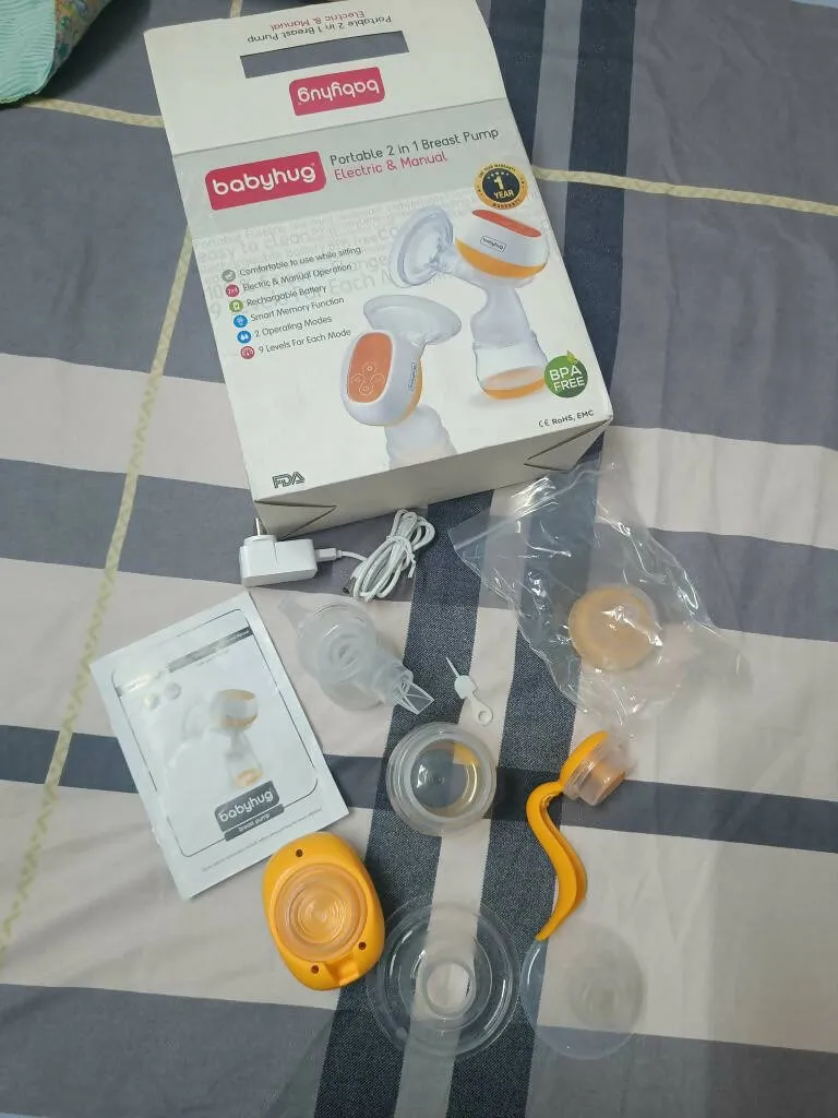 BABYHUG Portable 2 In 1 Breast Pump (Electric and Manual) - Combo Of 2