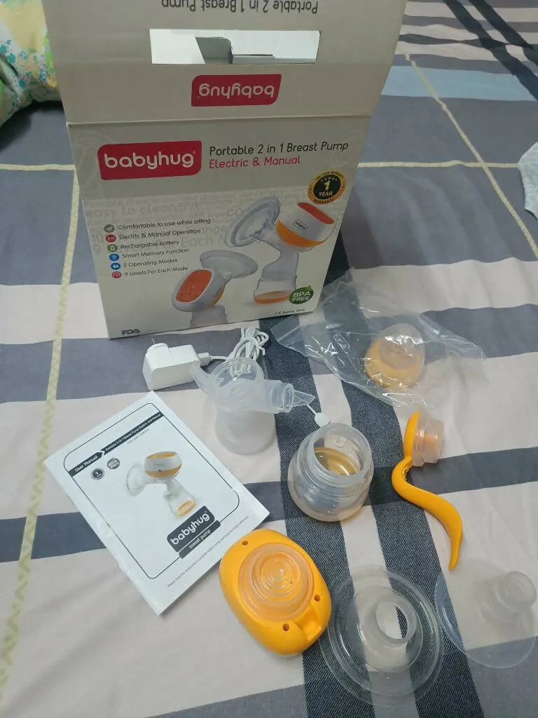 BABYHUG Portable 2 In 1 Breast Pump (Electric and Manual) - Combo Of 2