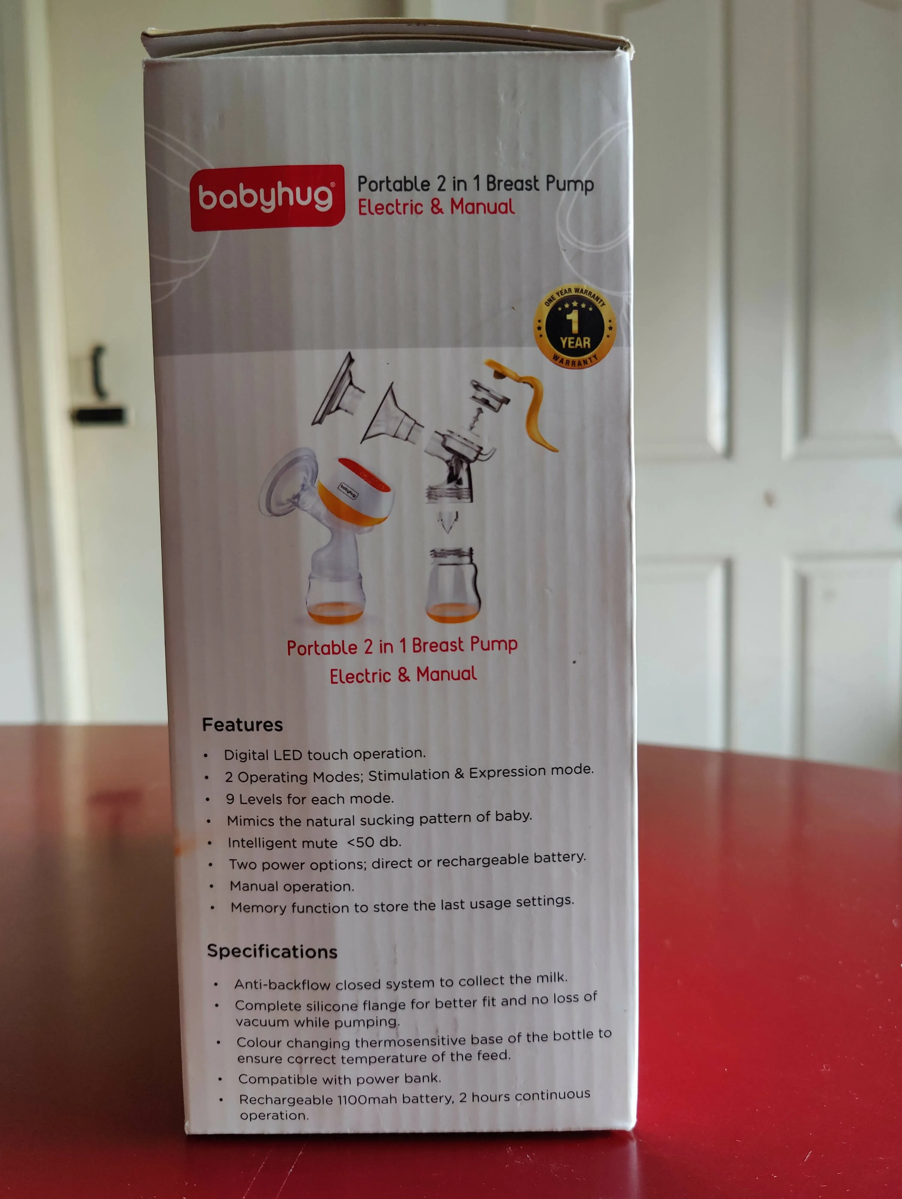 BABYHUG Portable 2 in 1 Breast Pump (Manual and Automatic)