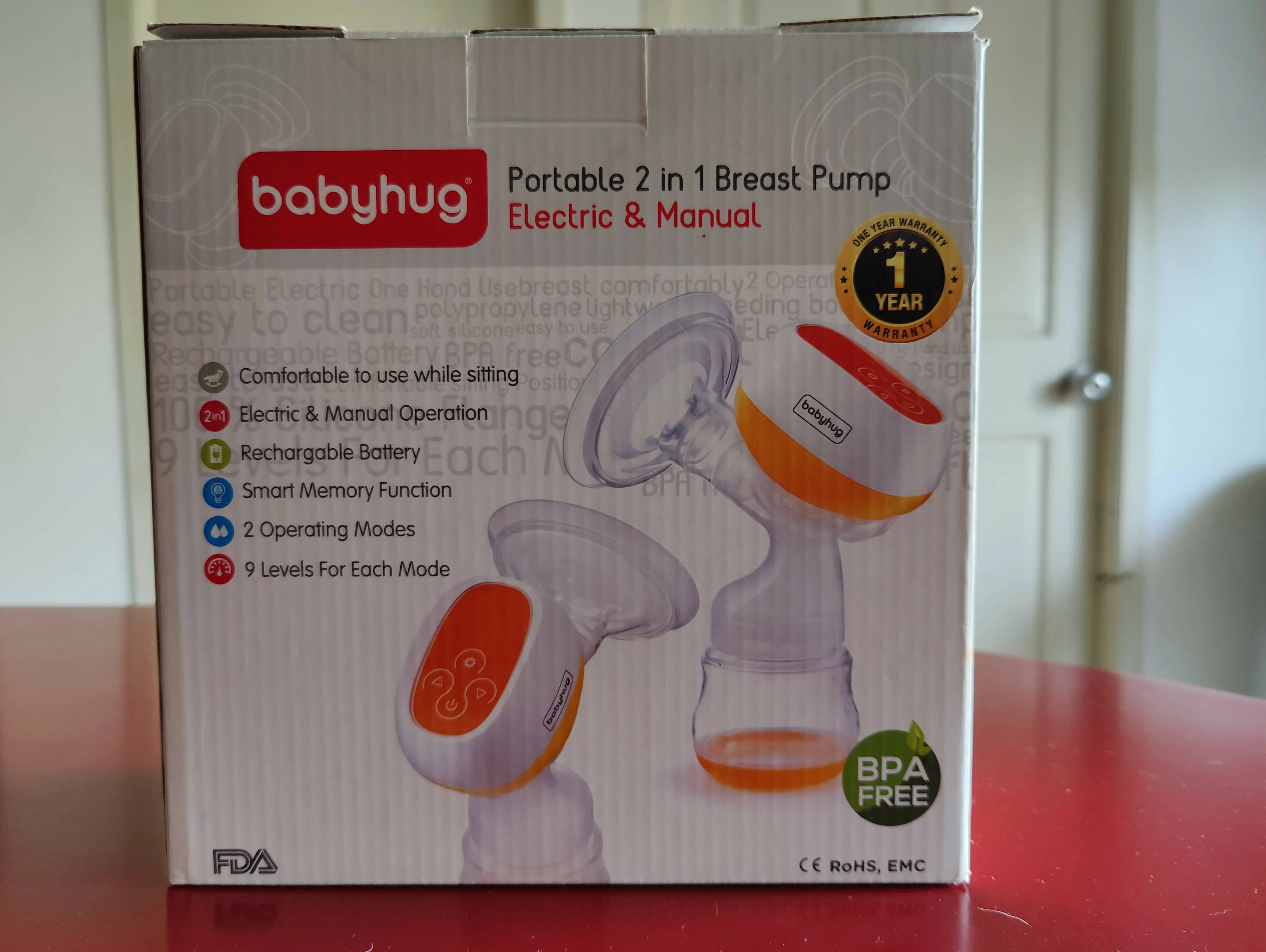 BABYHUG Portable 2 in 1 Breast Pump (Manual and Automatic)