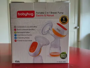 BABYHUG Portable 2 in 1 Breast Pump (Manual and Automatic)