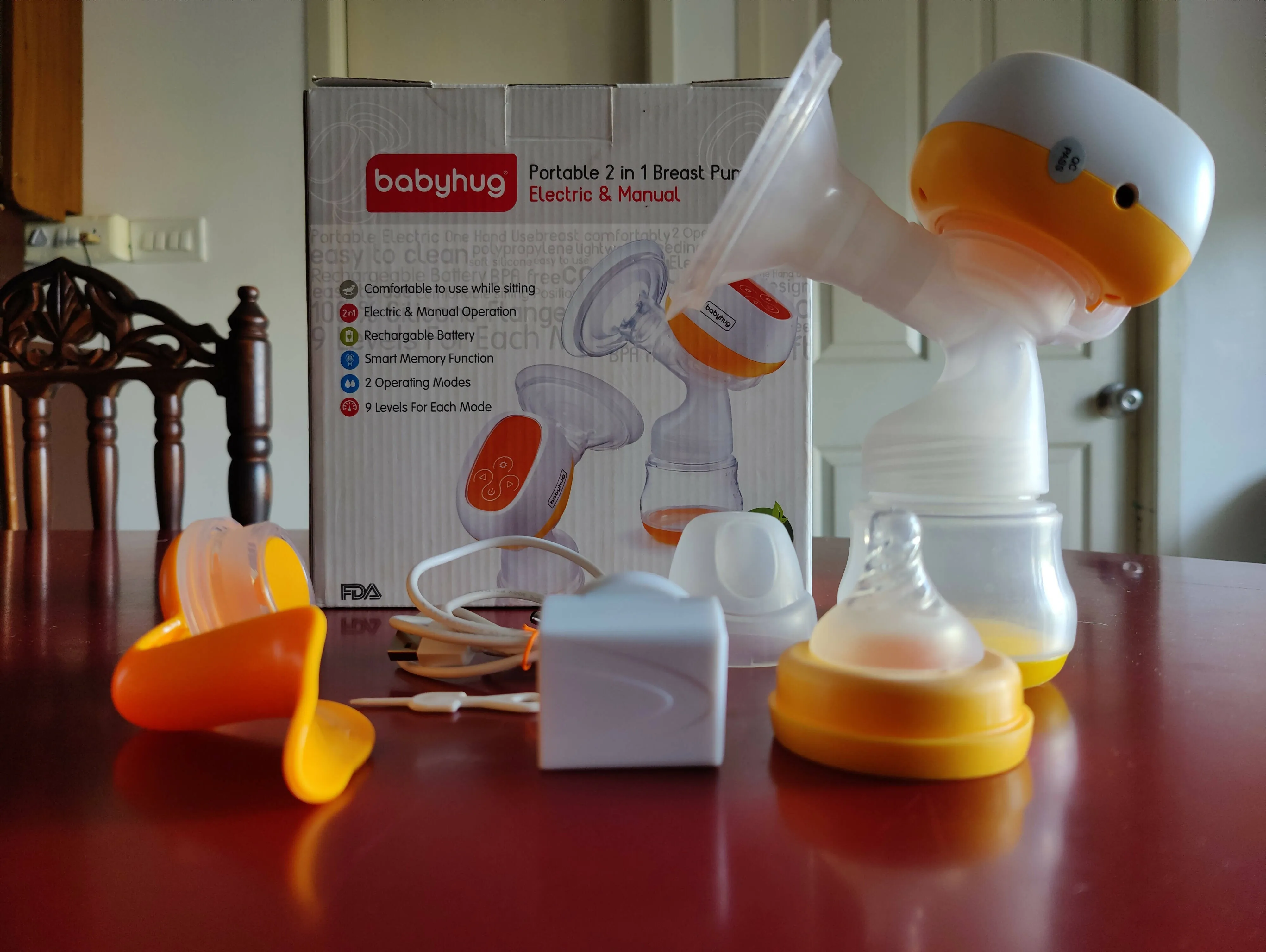BABYHUG Portable 2 in 1 Breast Pump (Manual and Automatic)