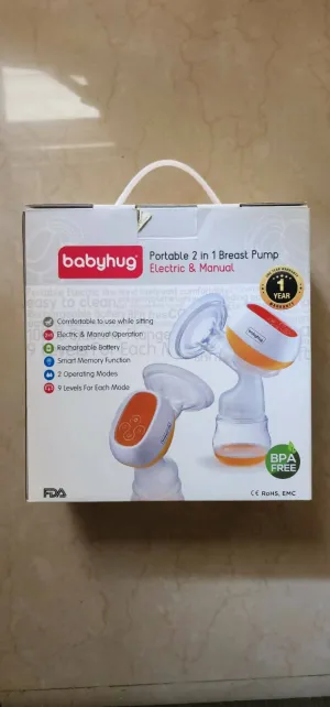 BABYHUG Portable 2 in 1 Electric & Manual Breast Pump