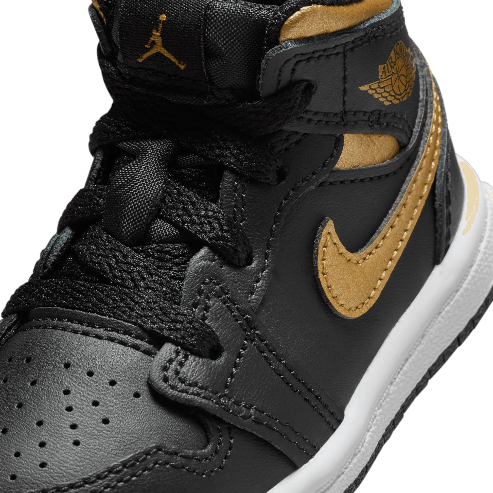 Baby/Toddler Jordan 1 Mid "Black Metallic Gold"