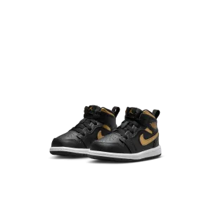 Baby/Toddler Jordan 1 Mid "Black Metallic Gold"