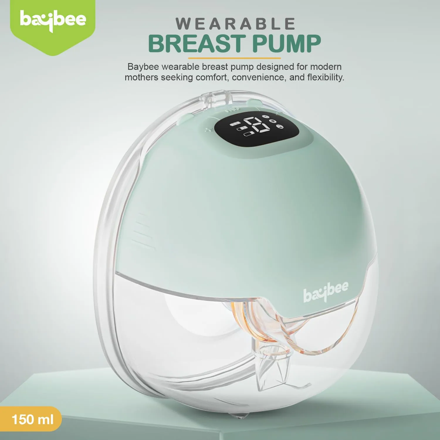 Baybee Wearable Electric Breast Pump for Mothers with 3 Phase Pumping Modes, 150ml Storage, 3 Modes & 9 Level Suction Adjustment | Hands Free Breast Milk Pump