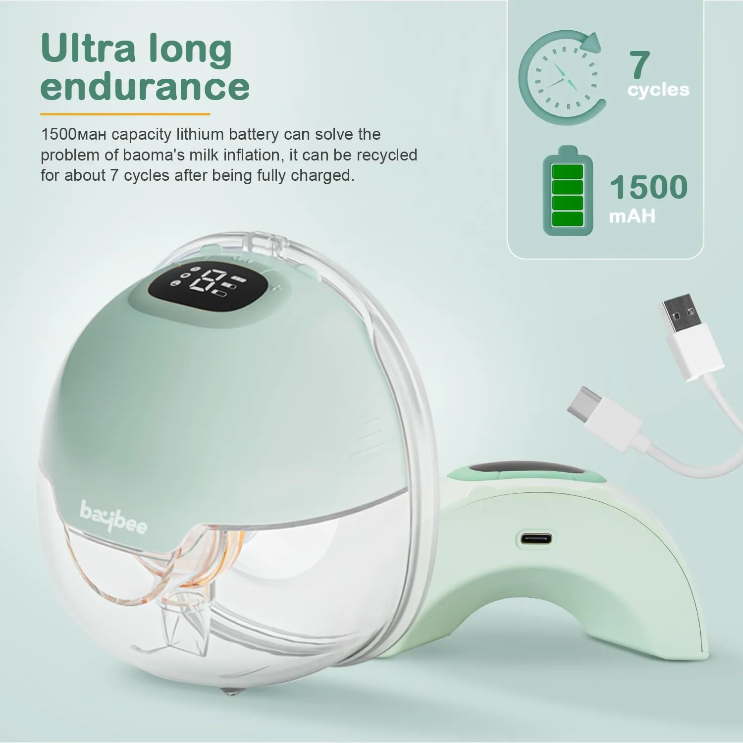 Baybee Wearable Electric Breast Pump for Mothers with 3 Phase Pumping Modes, 150ml Storage, 3 Modes & 9 Level Suction Adjustment | Hands Free Breast Milk Pump