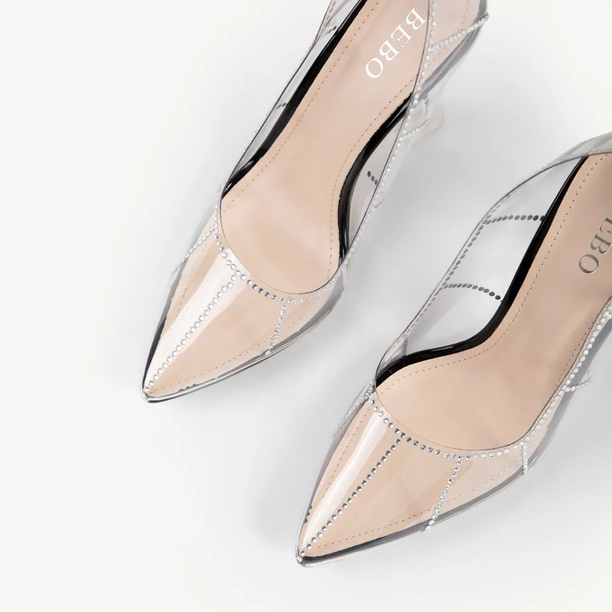 BEBO Demmy Perspex Court Heel in Black