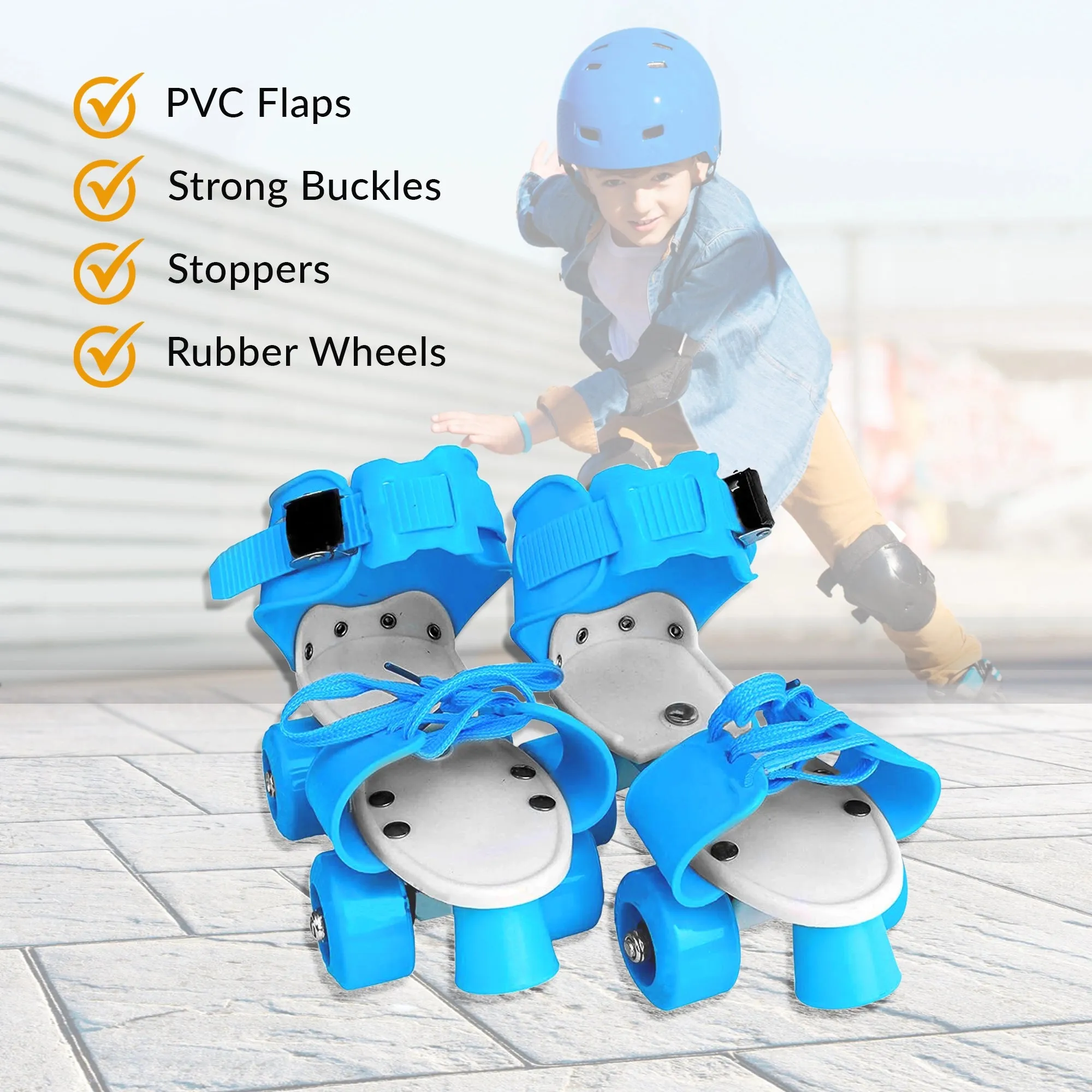 BIONFIT Adjustable Kids Skates with Premium Wheels and Toe Brake - Size 7-13 UK