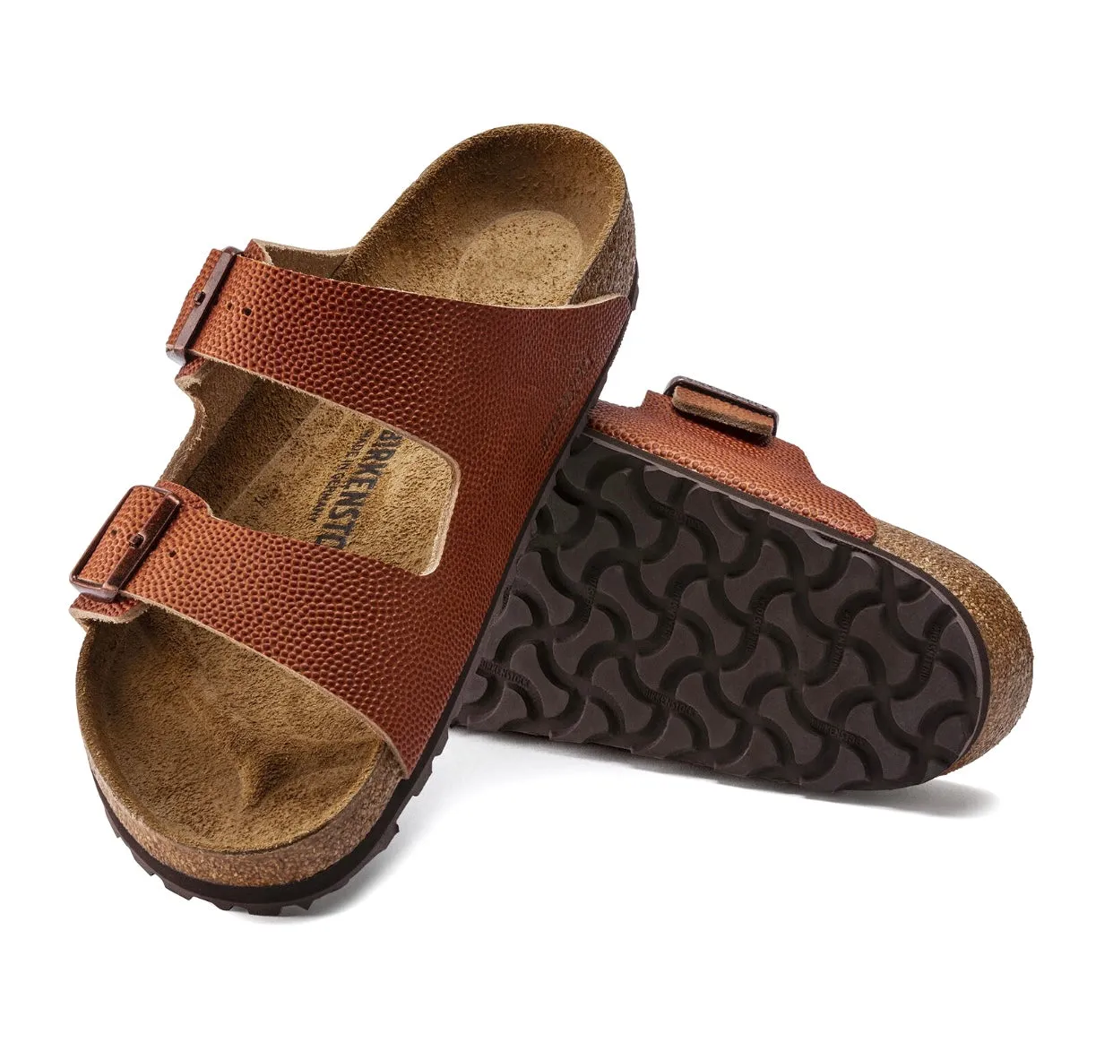Birkenstock Arizona Ginger Brown Embossed Natural Horween Leather Made In Germany