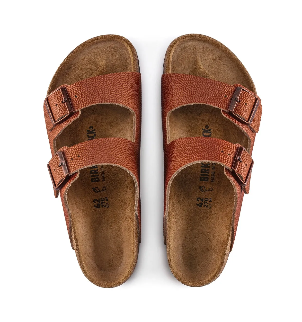 Birkenstock Arizona Ginger Brown Embossed Natural Horween Leather Made In Germany