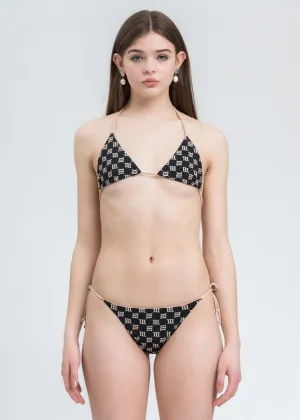 Black Swim Monogram Bikini Top