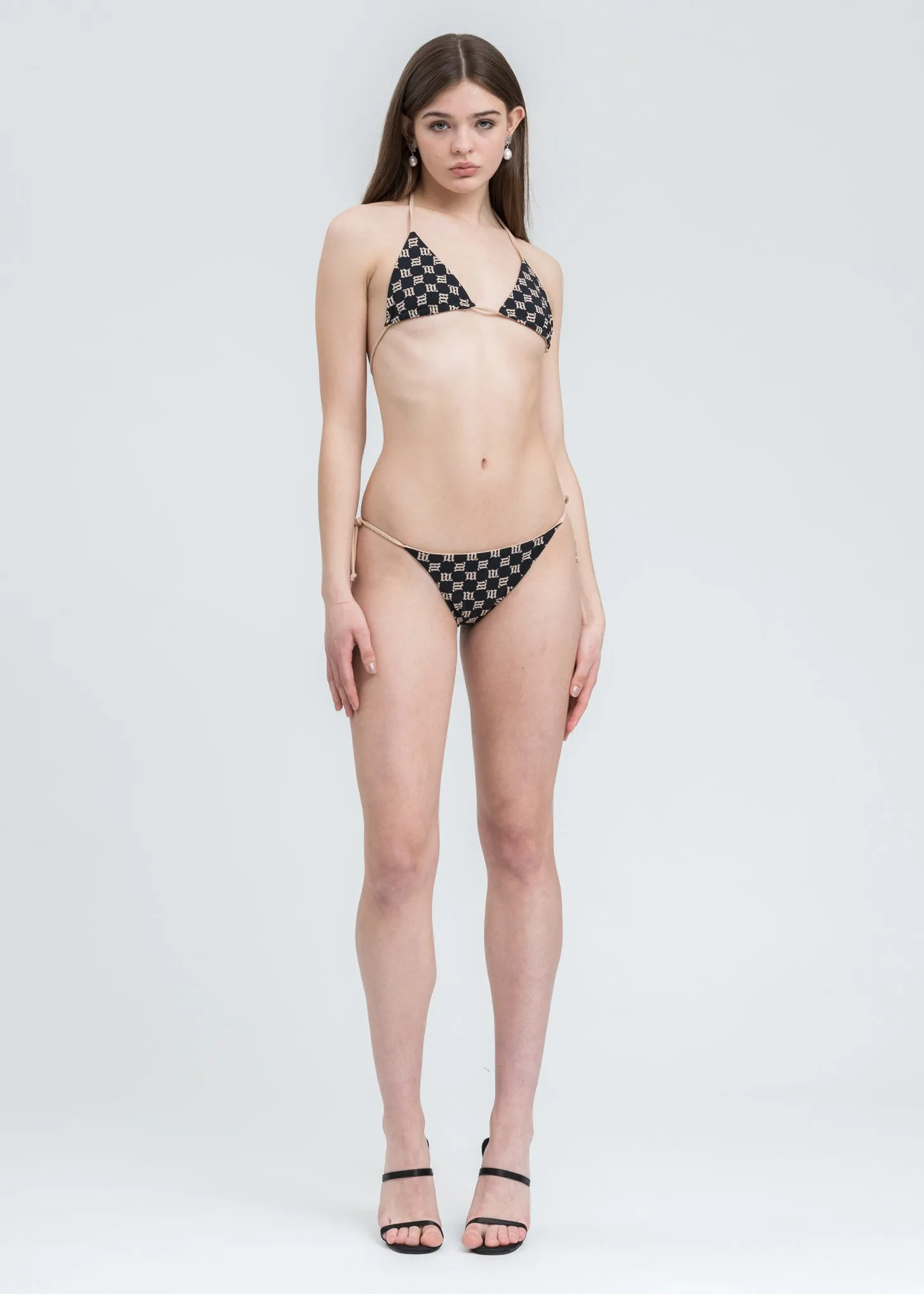 Black Swim Monogram Bikini Top