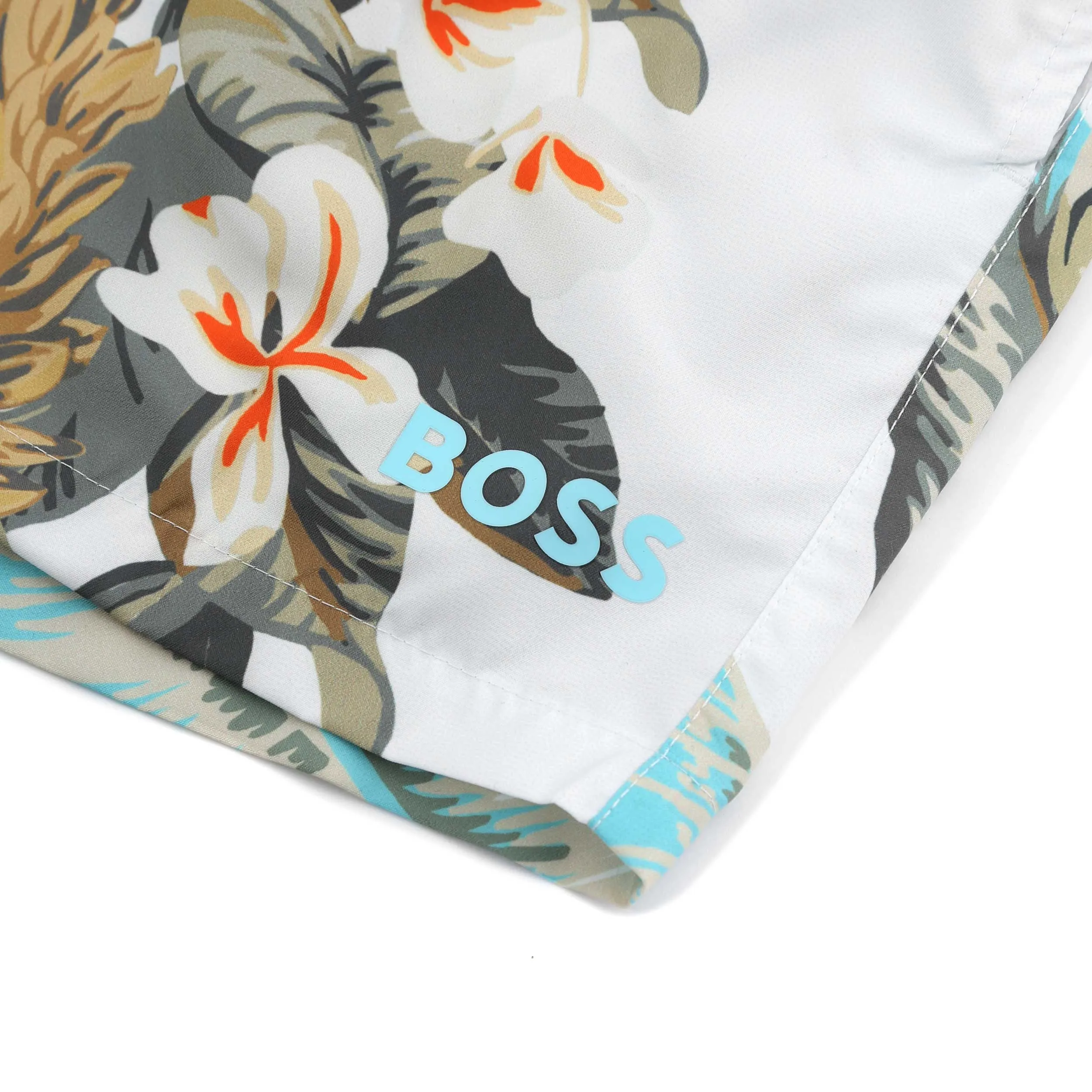 BOSS Rally Swim Short in White Floral Print
