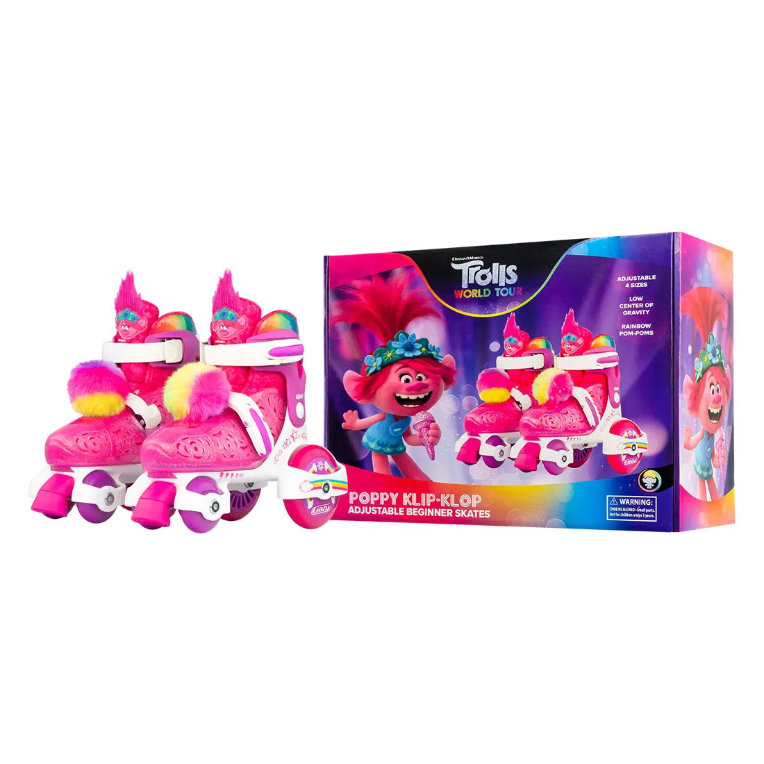 Crazy Klip Klop Trolls Junior Skates - Poppy Pink