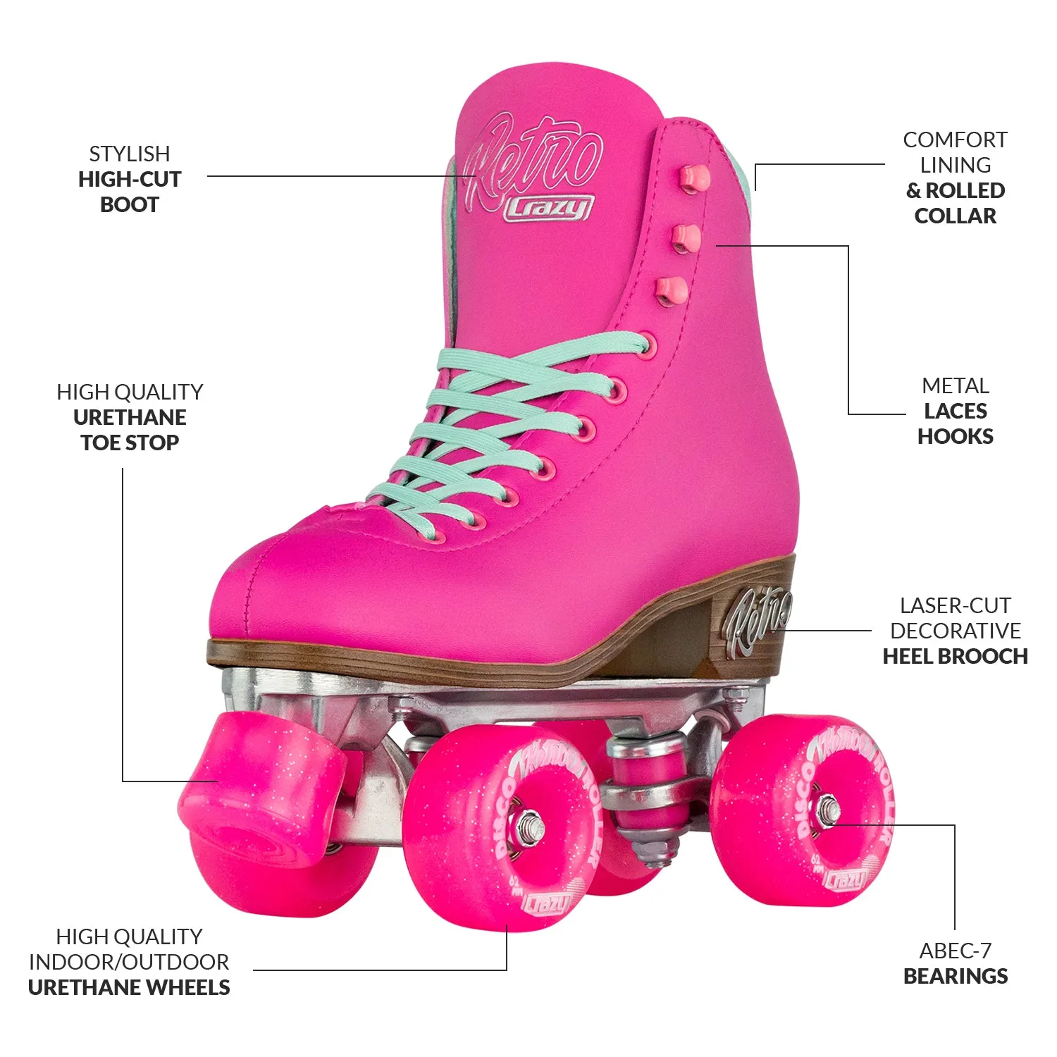 Crazy Retro Roller Pink - Adult