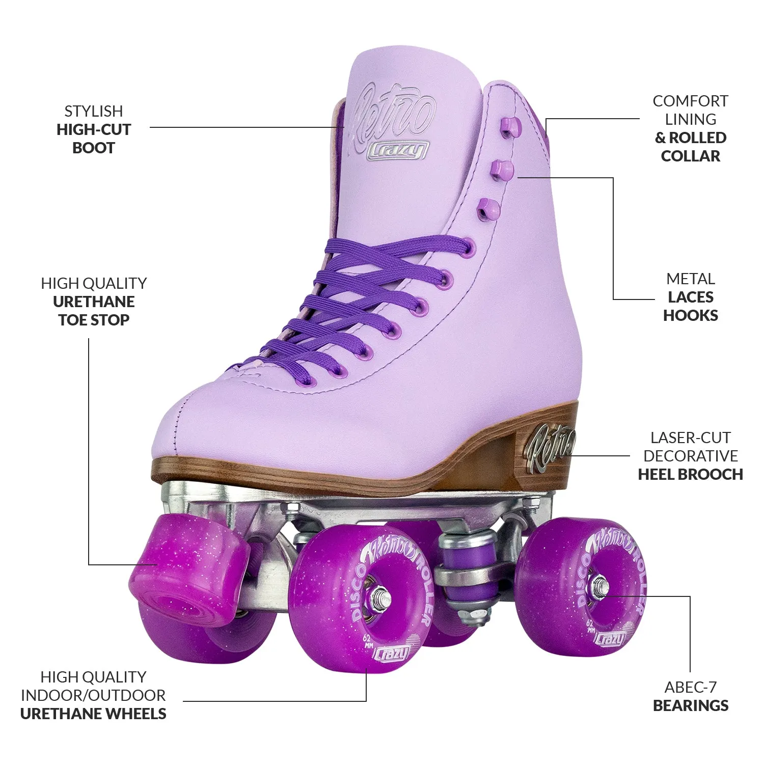 Crazy Retro Roller Purple - Adult