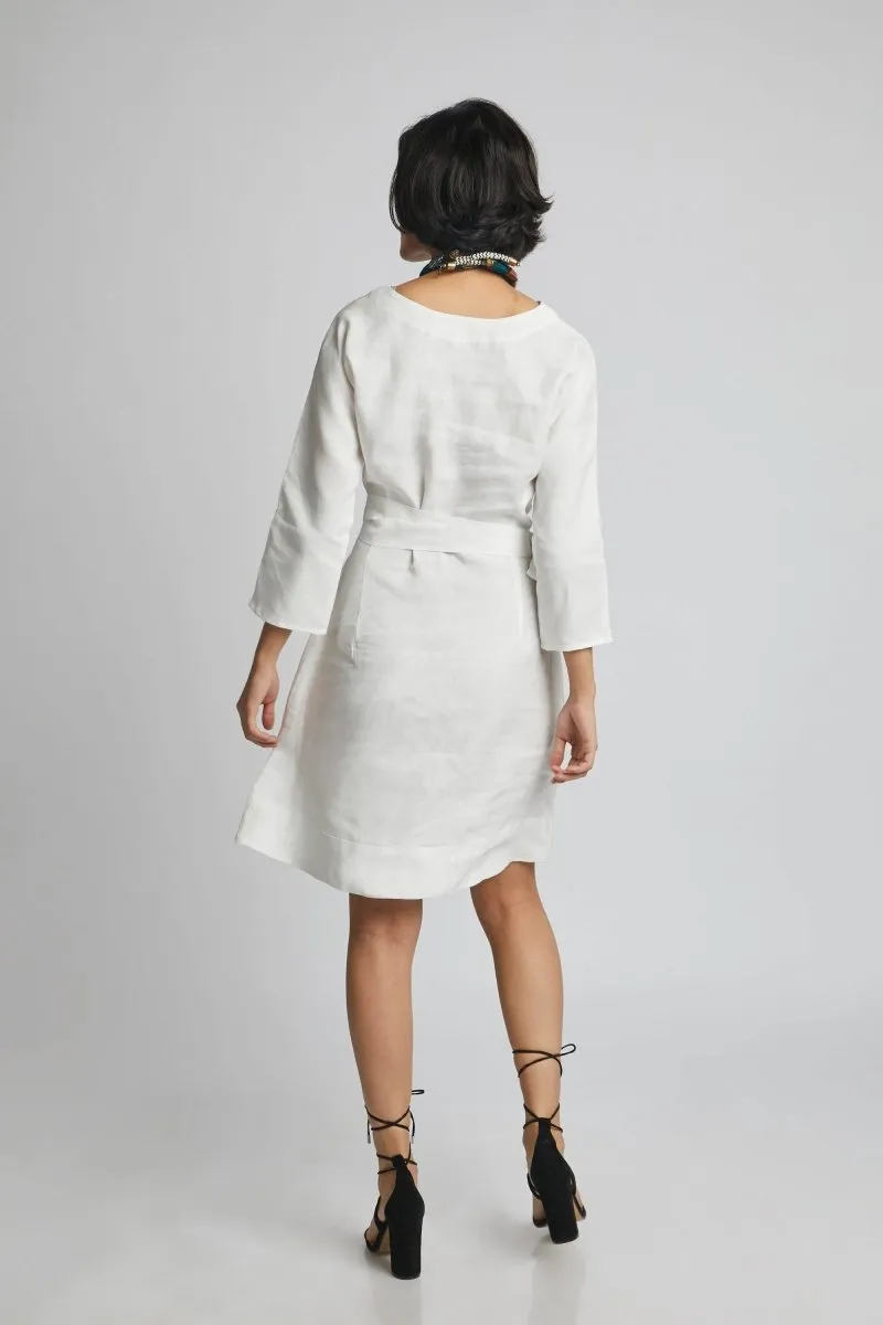 Dazzle Tie Up Dress White