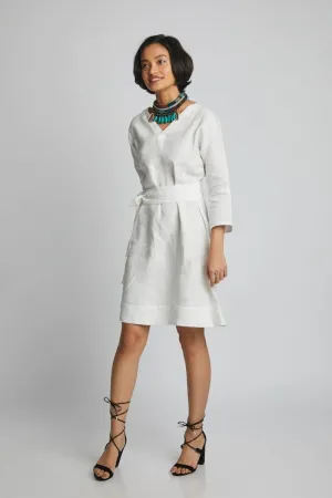 Dazzle Tie Up Dress White