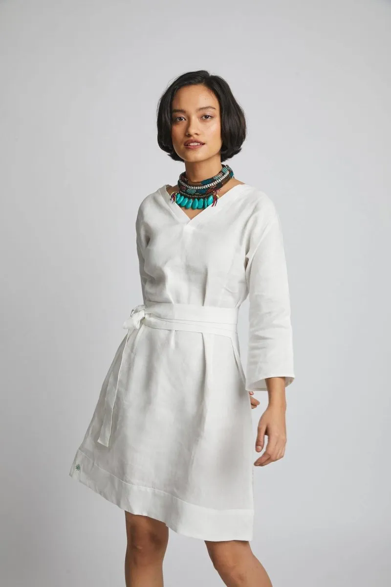 Dazzle Tie Up Dress White