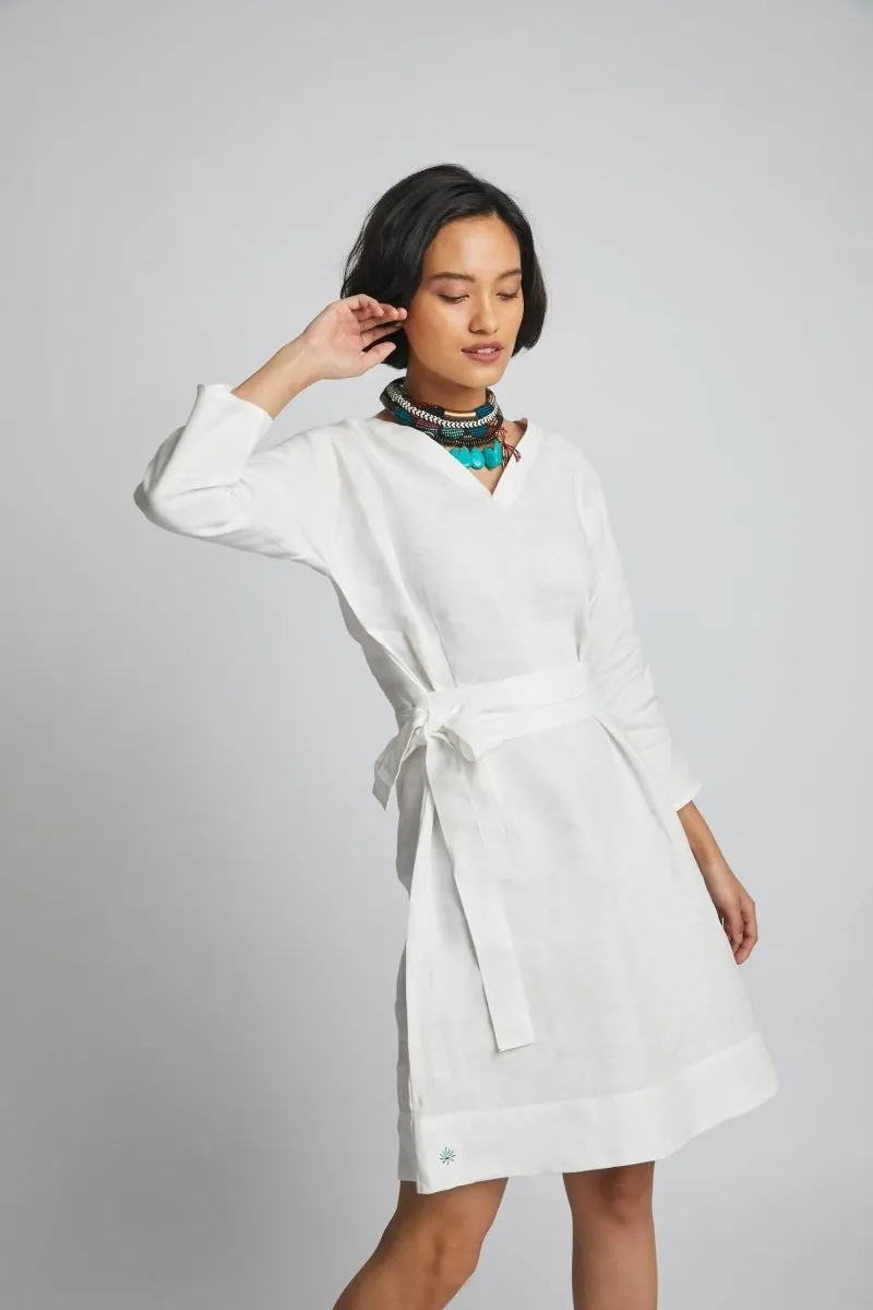 Dazzle Tie Up Dress White