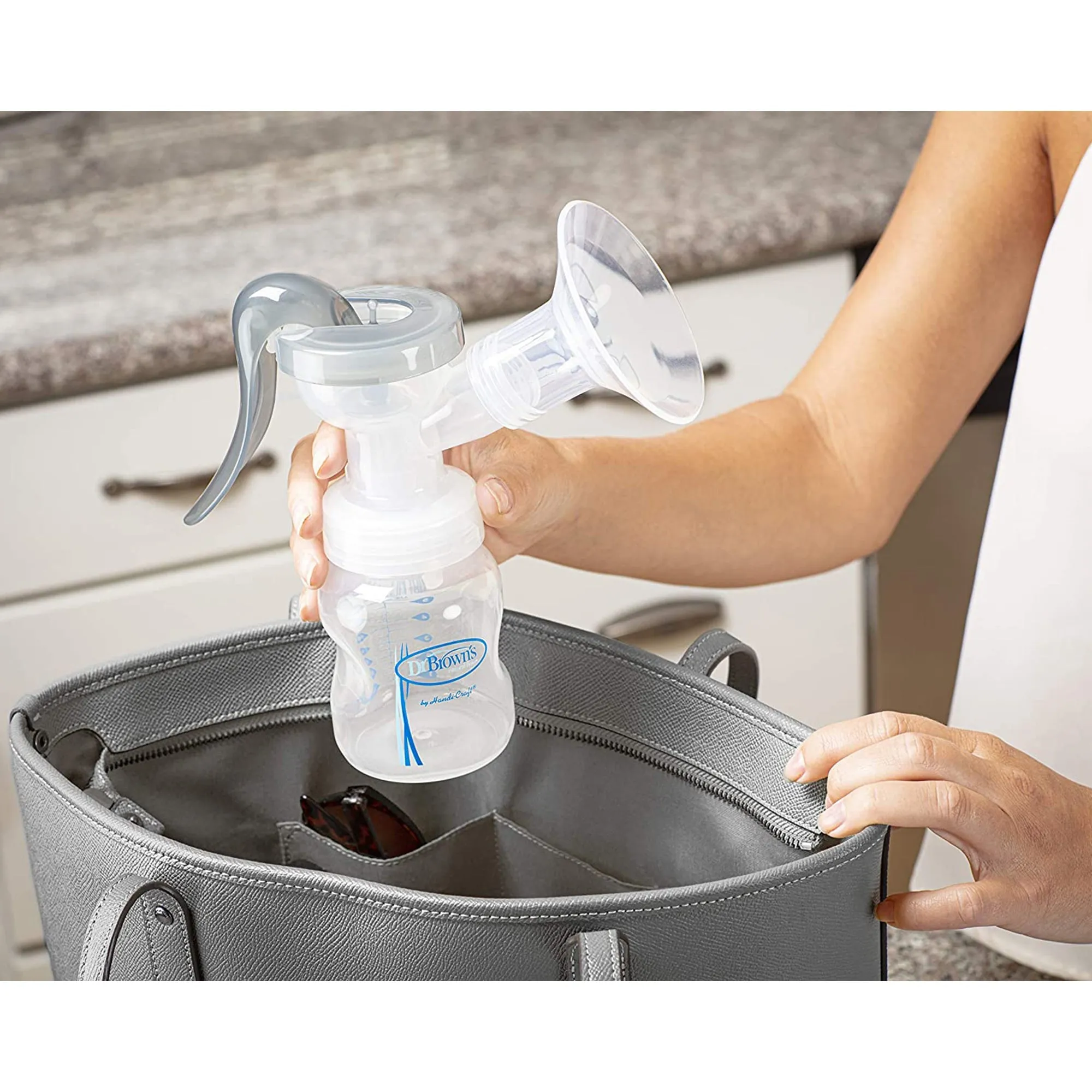 Dr.Brown's Manual Breast Pump with Silicone Shield || Birth  to 24months