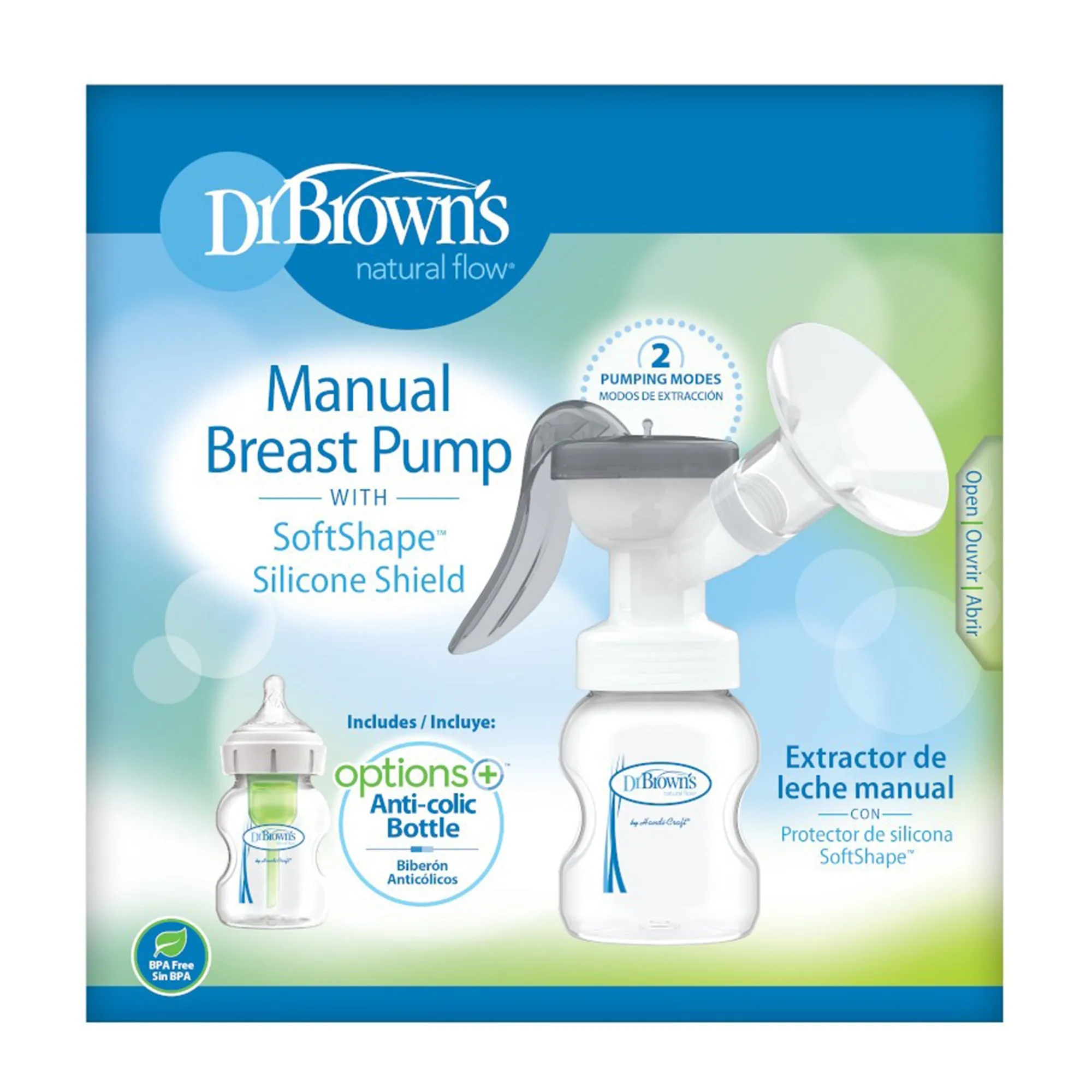 Dr.Brown's Manual Breast Pump with Silicone Shield || Birth  to 24months
