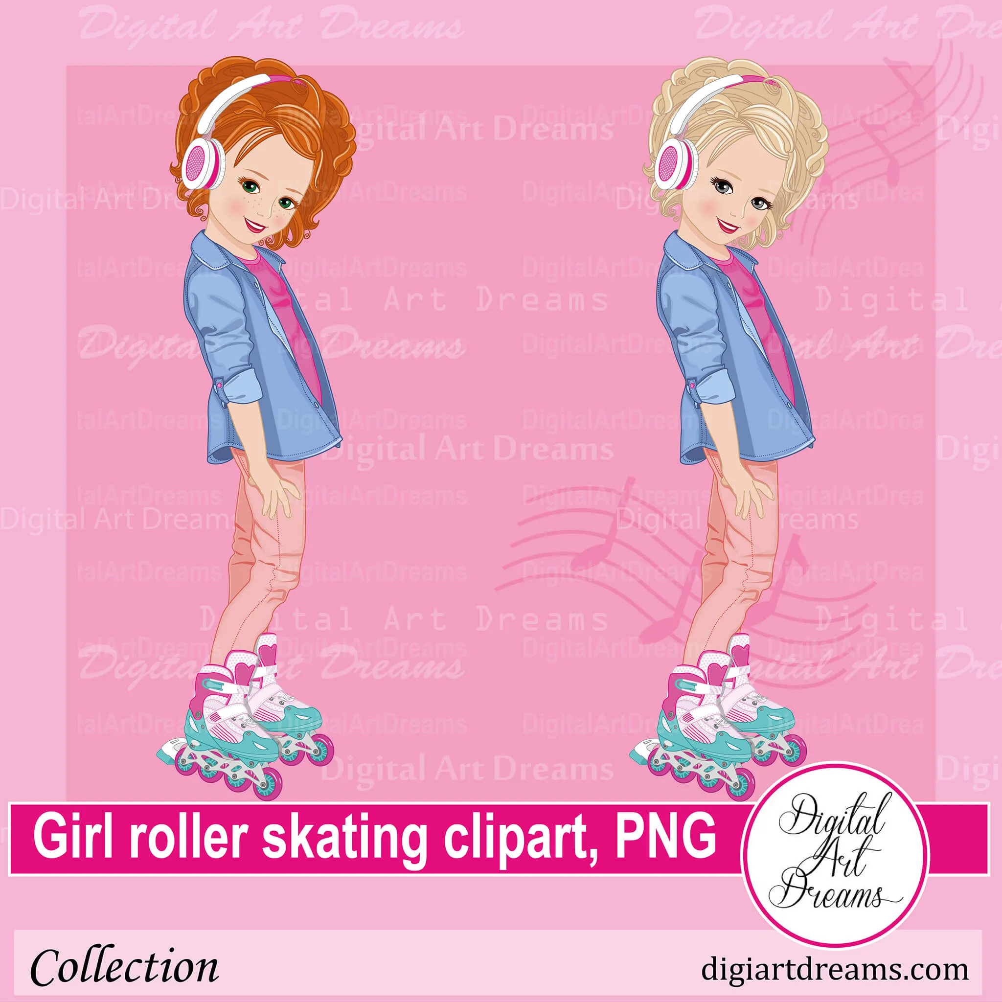 Girl Roller Skating Clipart