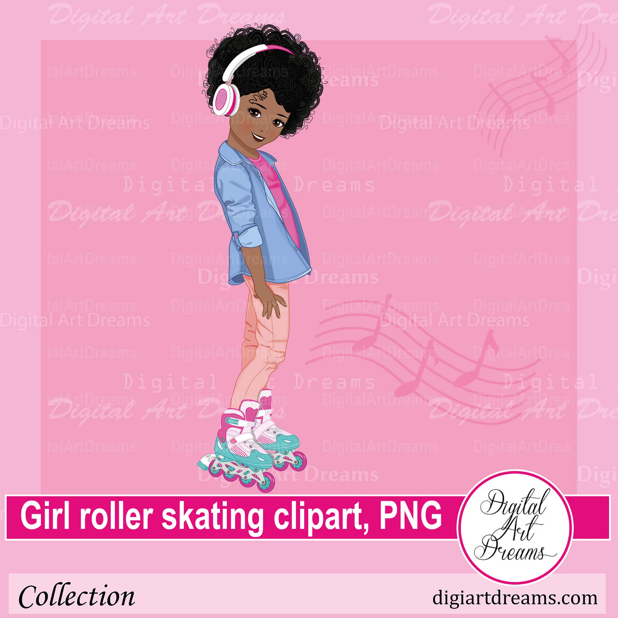 Girl Roller Skating Clipart
