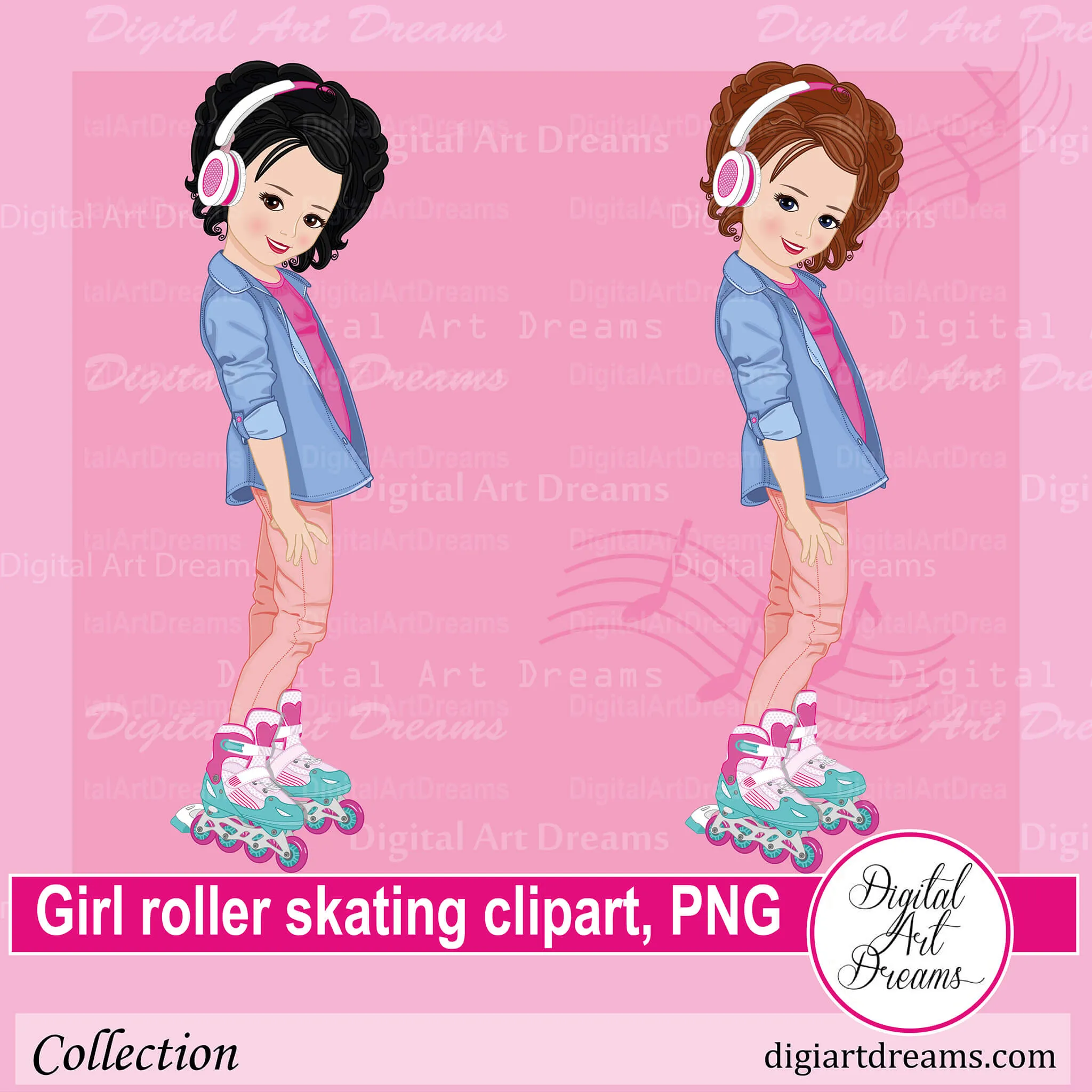 Girl Roller Skating Clipart