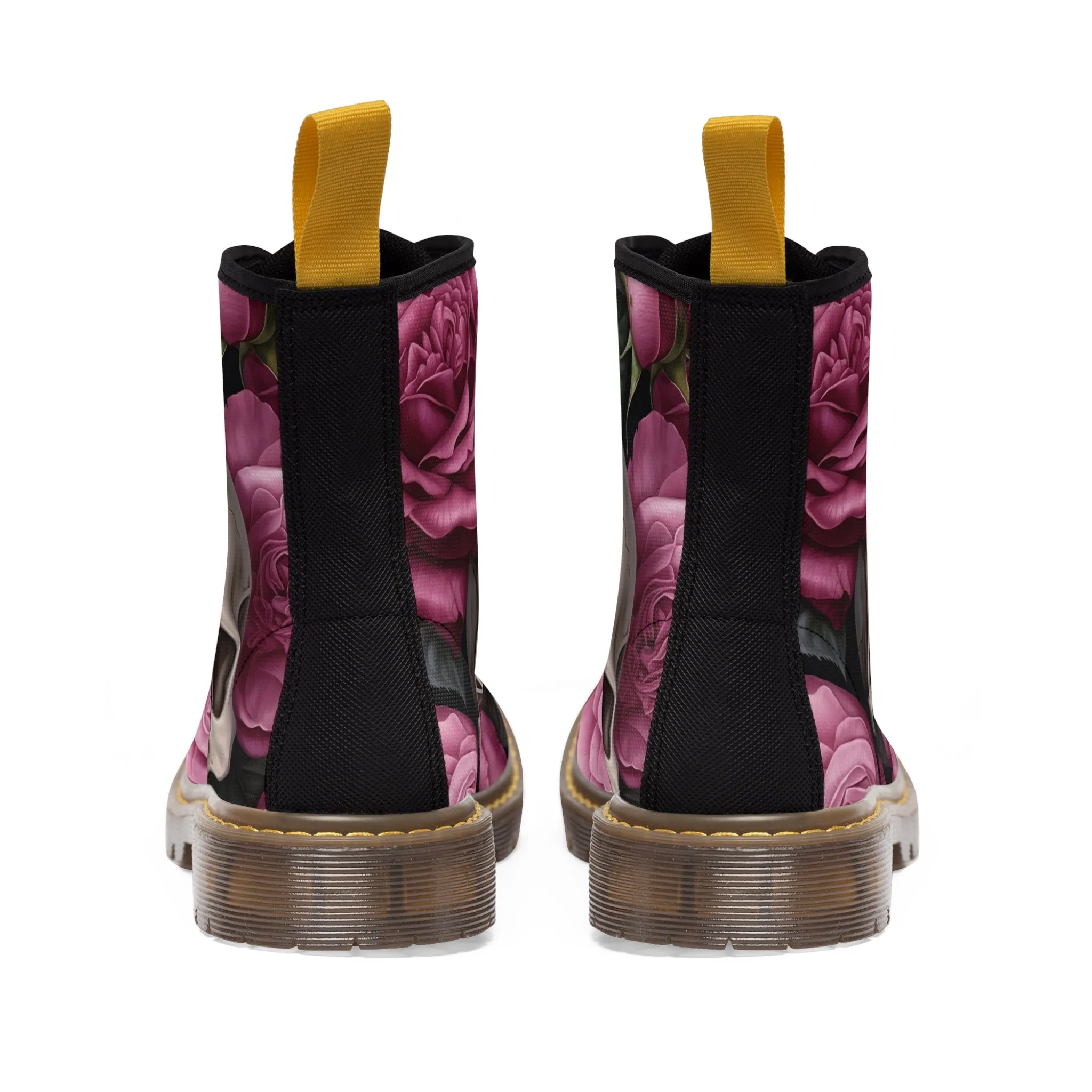 Gothic Skulls and no 2  Pink Roses Women's Canvas Boots