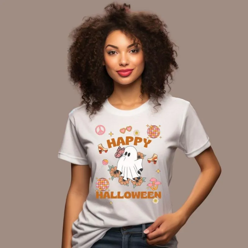 Happy Halloween Groovy Ghost Graphic Tee