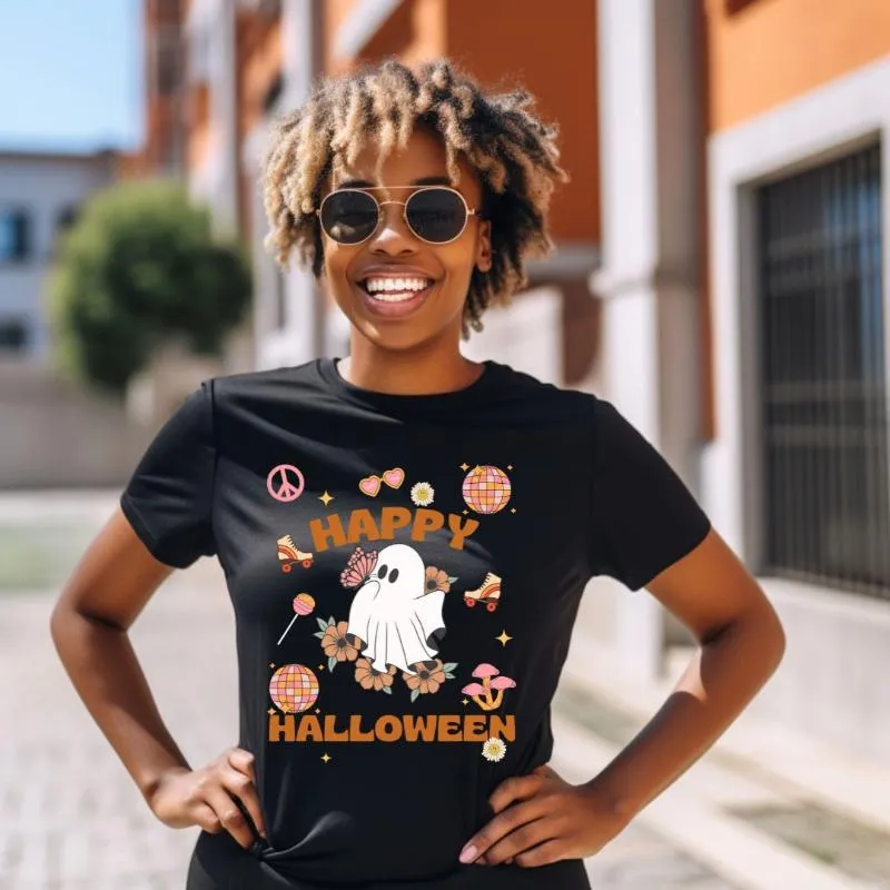 Happy Halloween Groovy Ghost Graphic Tee