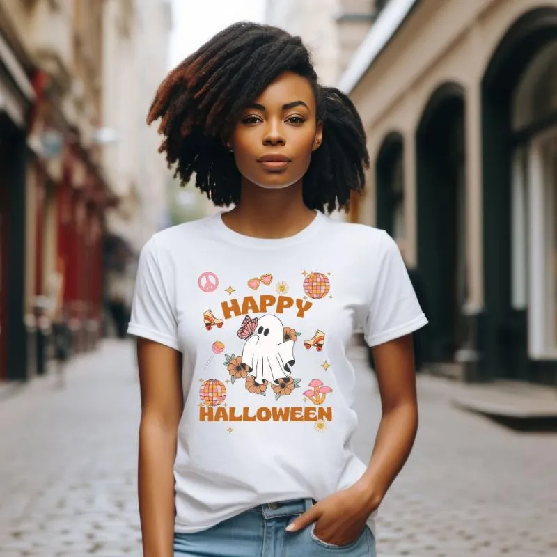 Happy Halloween Groovy Ghost Graphic Tee