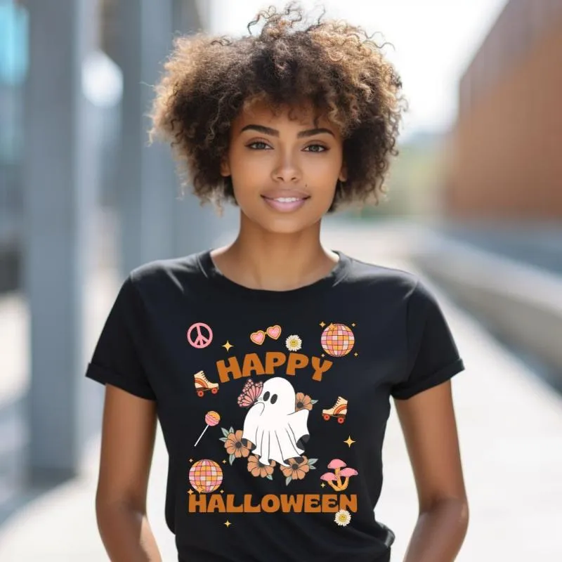 Happy Halloween Groovy Ghost Graphic Tee