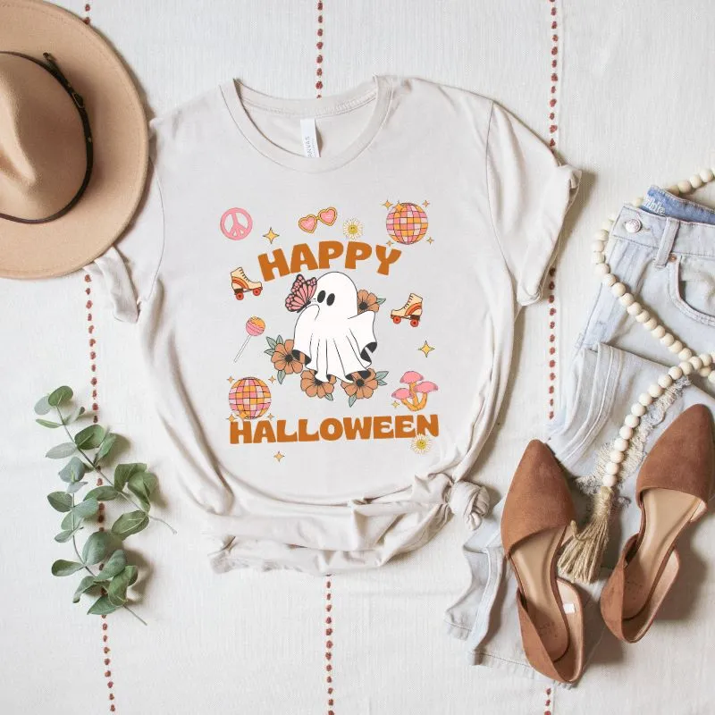 Happy Halloween Groovy Ghost Graphic Tee