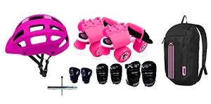 Jaspo Toddlers Baby Kids Junior Pro Adjustable Roller Skates Combo (Up to 5 Years) (Derby Dolls PRO)