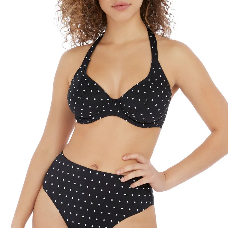 Jewel Cove Halter Bikini Top Black Diamond Print - Freya Swim