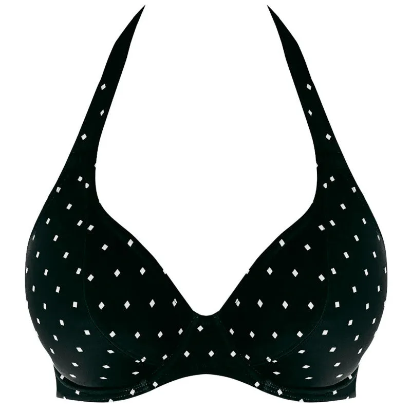 Jewel Cove Halter Bikini Top Black Diamond Print - Freya Swim